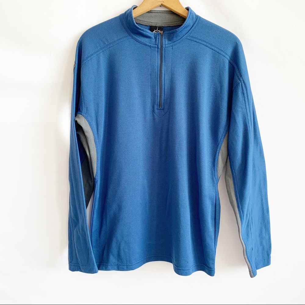 Prana Top 1/4 Zip Gray & Blue Sz Large.